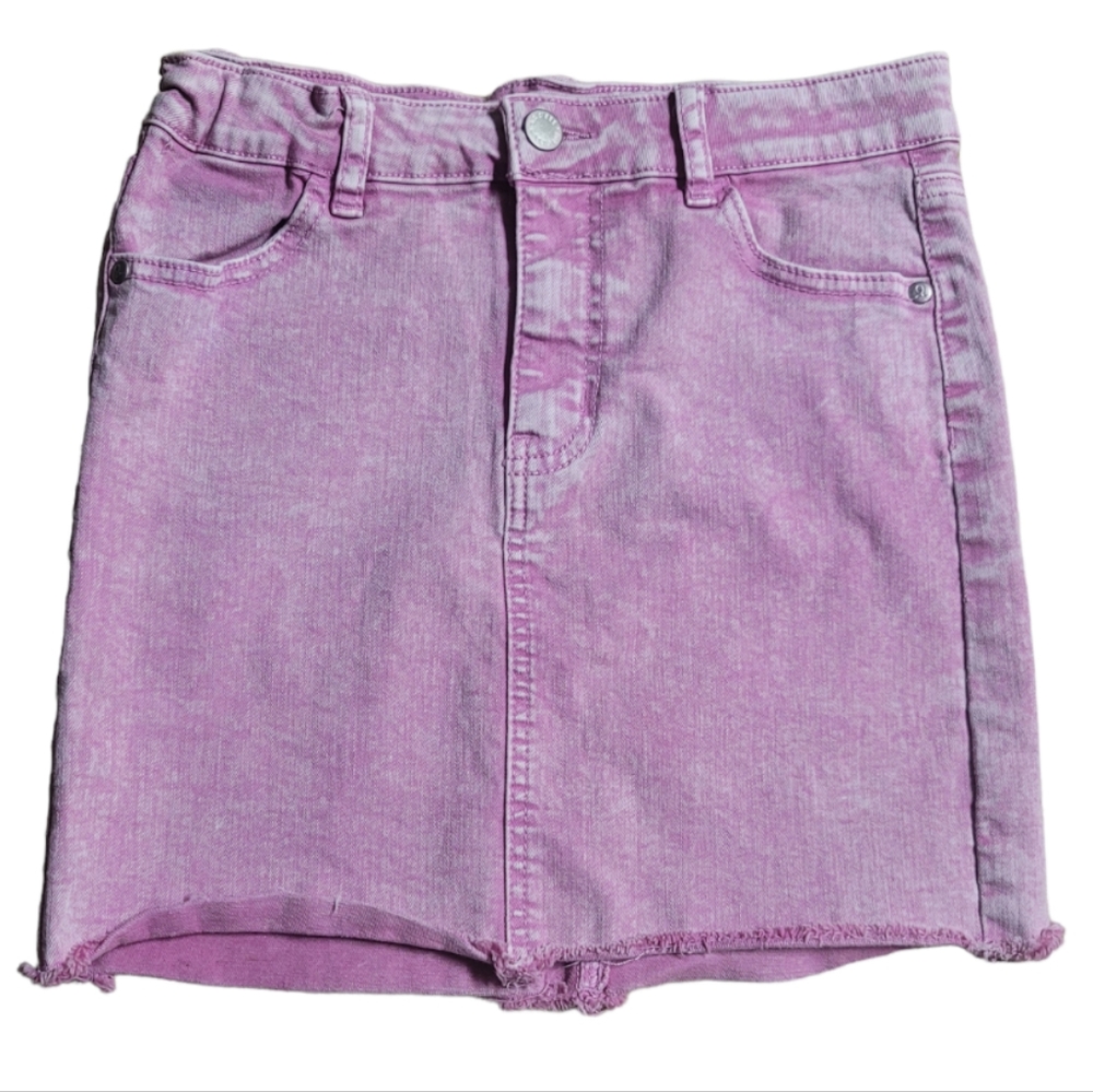 Art Class Lavender Raw Hem Denim Washed Four Pocket Jean Shirt, Size 10/12